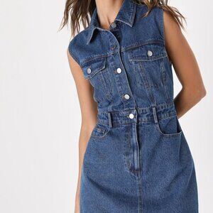 Lulus Ready To Charm Medium Wash Denim Mini Dress Blue - Size M